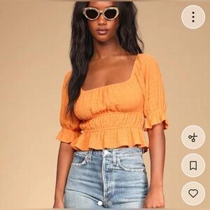 Lulu's Bright Orange Textured Blouse